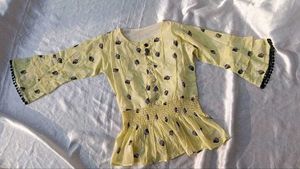 Lemon Yellow Printed Top