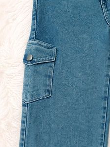Washed Blue Cargo Jeans