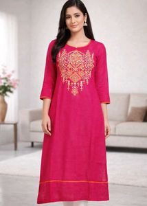 🌺Pink Embroidered Kurta &amp; Dupatta Set