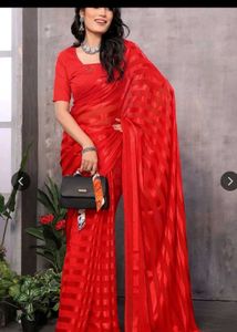 Vibrant Red saree with blouse