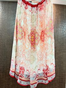 ✅ Cute Peach Flared A-line Midi Skirt 🔥