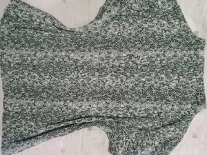 Grey Heart Print Mock Neck Top