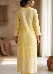 🆕 Vibrant Yellow Chikankari Kurta Set