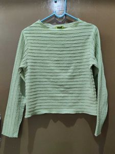 Mint Green Textured Long Sleeve Top