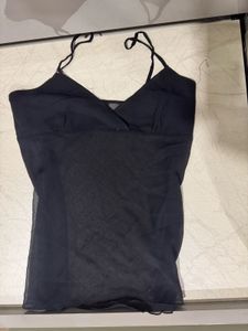 Black Sheer Halter Top
