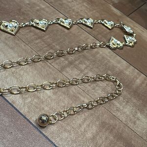 Gold Heart Chain Belt with Pearls