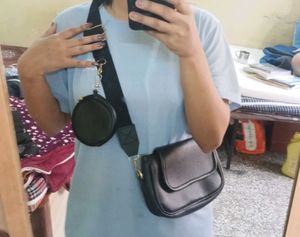 Chic Black Crossbody Bag with Coin Pouch