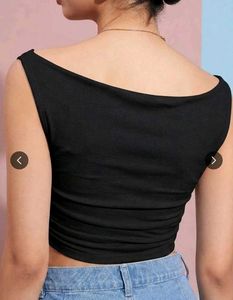 Stylish Black Ruched Crop Top
