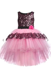 Pink High Low Party Dress For 6 to 7 Year Girl
