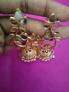 New Mirror White Jhumka