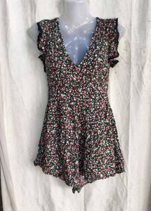 Floral Print Ruffle Trim Mini Dress
