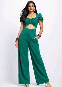 Elegant Green Crop Top & Palazzo Set