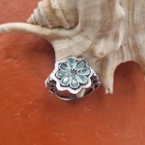 White And Green Stoned Silver Replica Rings