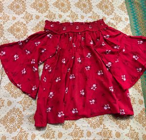 /Chic Red Off-Shoulder Floral top