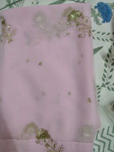 pink chiffon saree