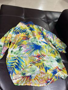 Vibrant Tropical Print Button-Down Shirt