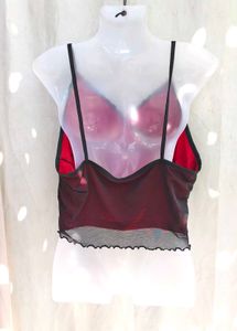 Sheer Lace Trim Crop Top