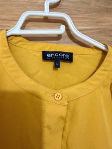 Yellow Mandarin Collar Tunic Top