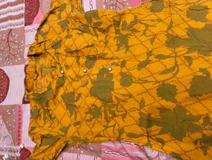 Yellow Floral Print Kurta