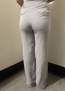 grey flared leg pants