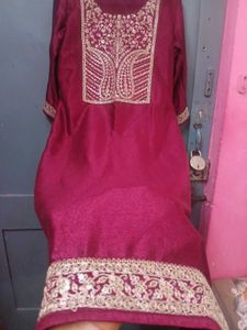 Libas Purple kurta with embroidery yoke