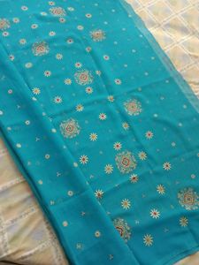 Beautiful Blue saree with Gold Print