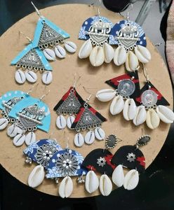 combo of 7 Boho Shell & Fabric Earrings
