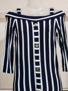 Striped Cold Shoulder Top