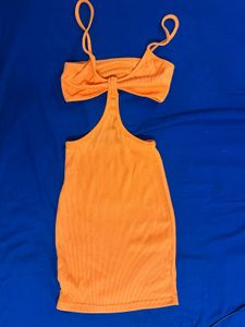 Orange Cutout Mini Dress