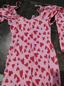 Cute Pink Heart Print Dress