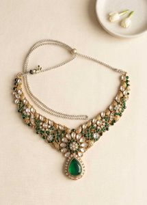 Emerald Elegance Kundan Necklace
