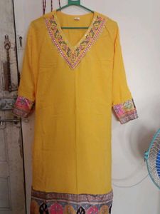 Vibrant Yellow Embroidered Kurta