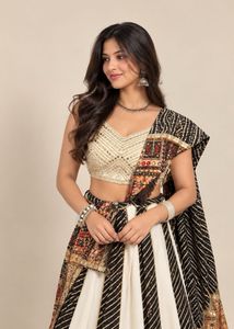 Elegant White and Black Lehenga Choli