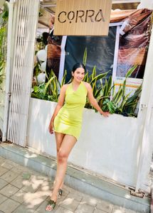 Olive Green One Piece Halter Neck