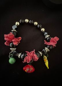 Blown glass charm n crystal bracelet combo