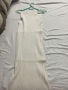 White Ribbed Sleeveless Maxi Dress