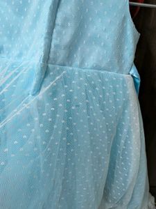 Baby Blue Party Dress with Flower Accent