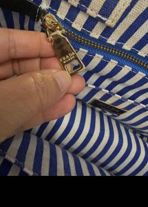 PRADA CANAPA 🩵 BLUE &amp; WHITE STRIPED TOTE 🩵