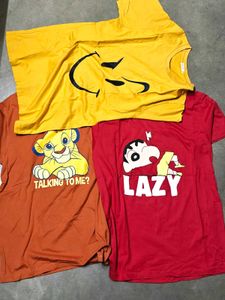 Bewakoof Cute Cartoon Graphic T-Shirts Bundle of 3