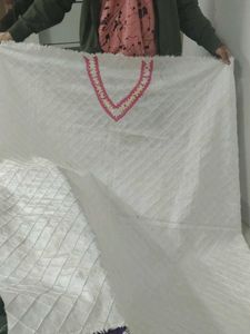 White Dress Material with Neck Design