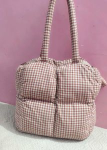 Cute Gingham puffer tote Bag