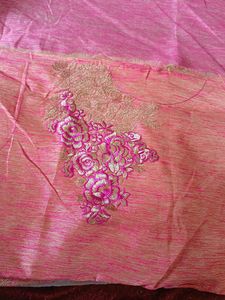 Designer Cream And Peach Colour Saree