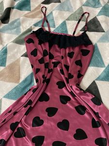 y2k Cute Pink Heart Print Nightdress
