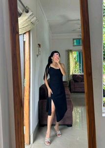 Sleek Black Midi Slip Dress