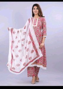Beautiful Pink Printed Kurta Set with Dupatta