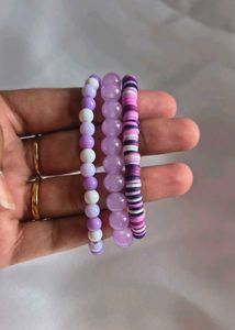 Set of 3 Purple Beaded Bracelets
