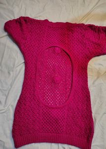 Hot Pink Knit backless Sweater