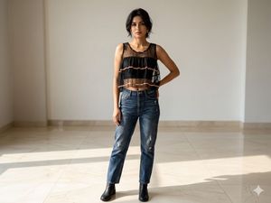 Sheer Black Ruffle Crop Top