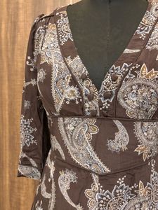 MANGO Brown Paisley Print Dress