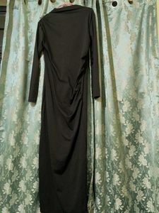 Chic Ruched Black Maxi Dress